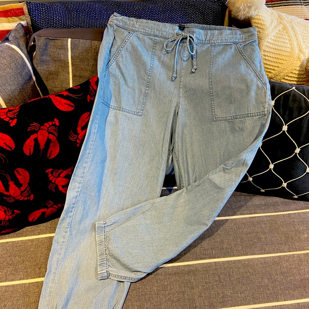 J. Crew chambray “Seaside” drawstring pants - L